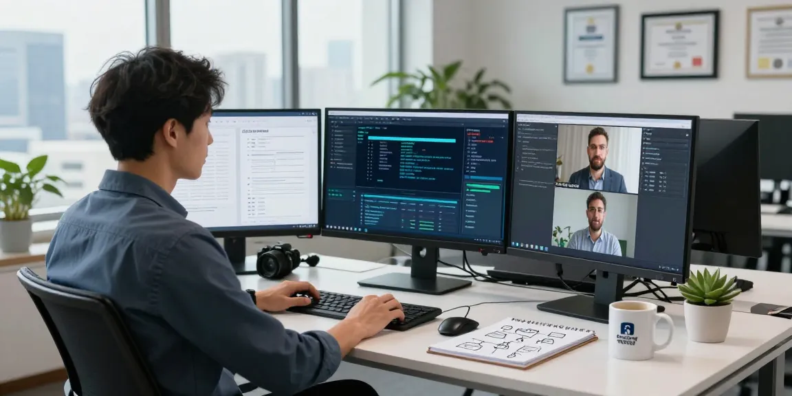 Document fraud detection tools in action, showcasing a cybersecurity analyst using advanced software for identifying fraudulent documents in a modern office.